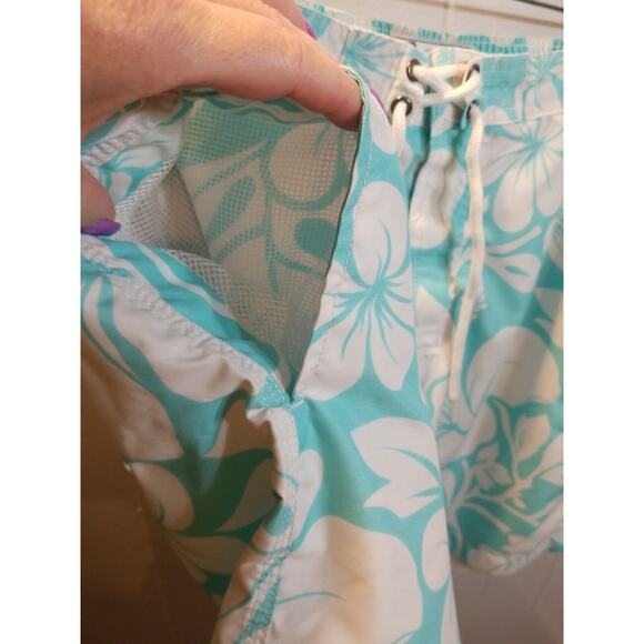 Trunks surf & Swim Co. Mens Turquoise Floral Swim Trunks Size XL - Picture 3 of 8